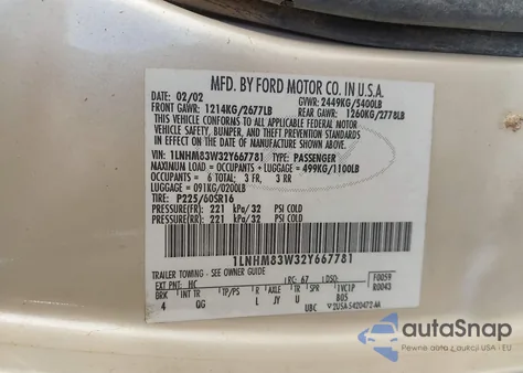 2002 Lincoln Town Car Cartier from USA, damaged, VIN 1LNHM83W32Y667781